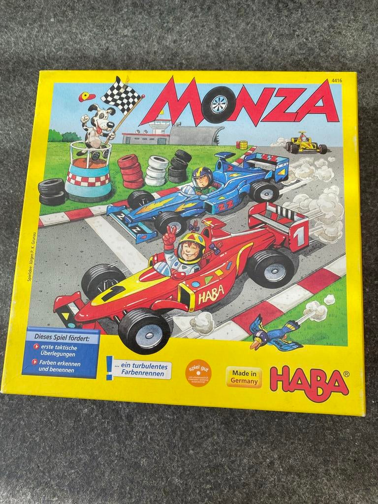 HABA Monza race spel - Kleurrijk en tactisch bordspel, Drie of vier spelers, Ophalen of Verzenden, Gebruikt