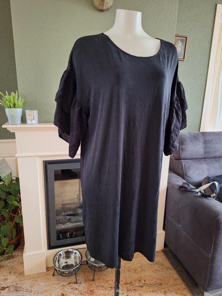 Minimum trompet mouw zwart basic jurk LBD 44 XL 46, Minimum, Verzenden, Zwart, Maat 46/48 (XL) of groter
