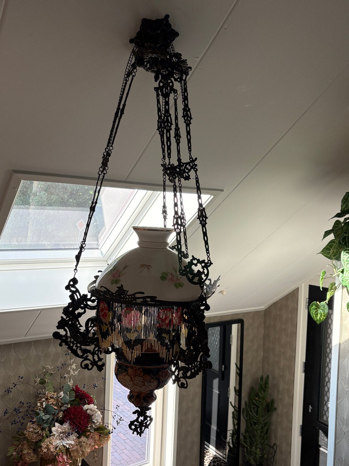 Sierlijke Vintage Hanglamp - Uniek Decoratief Stuk, Antiek en Kunst, Ophalen of Verzenden