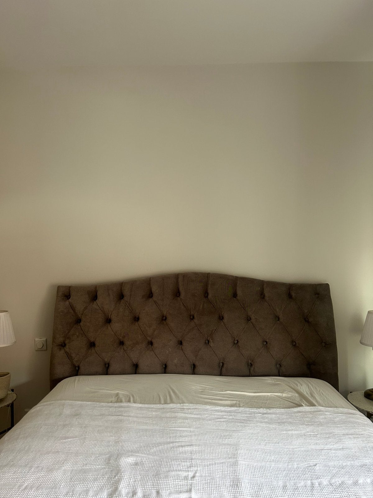 Bed Hoofdboard, Ophalen, Eenpersoons, Beige, Zo goed als nieuw