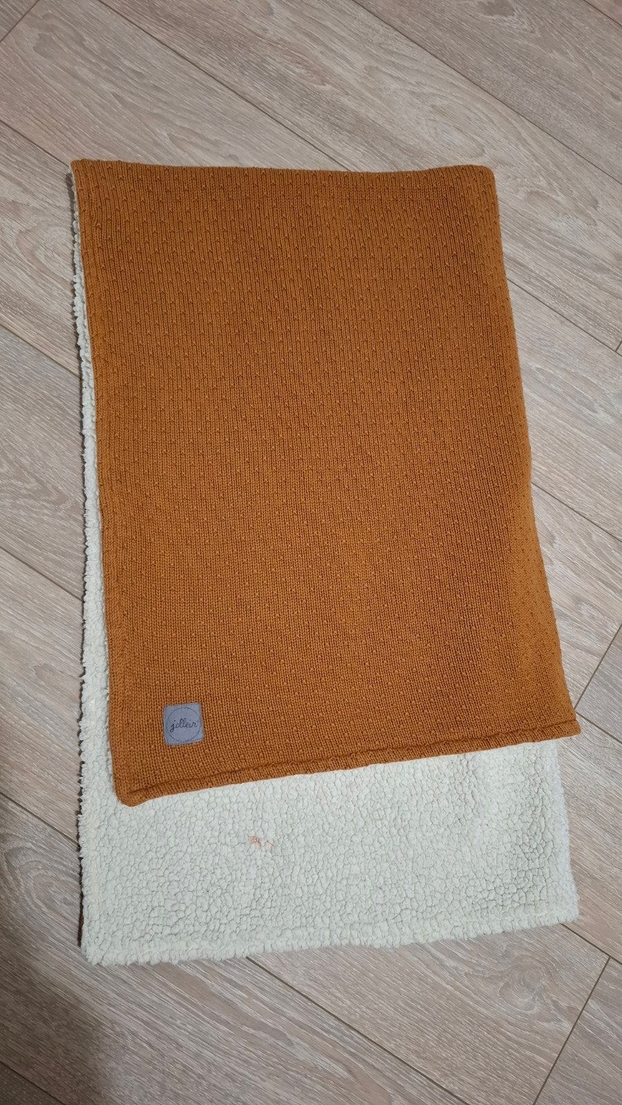 Jollein gebreide deken met teddy voering, Oranje, Jollein, Ophalen of Verzenden, Zo goed als nieuw