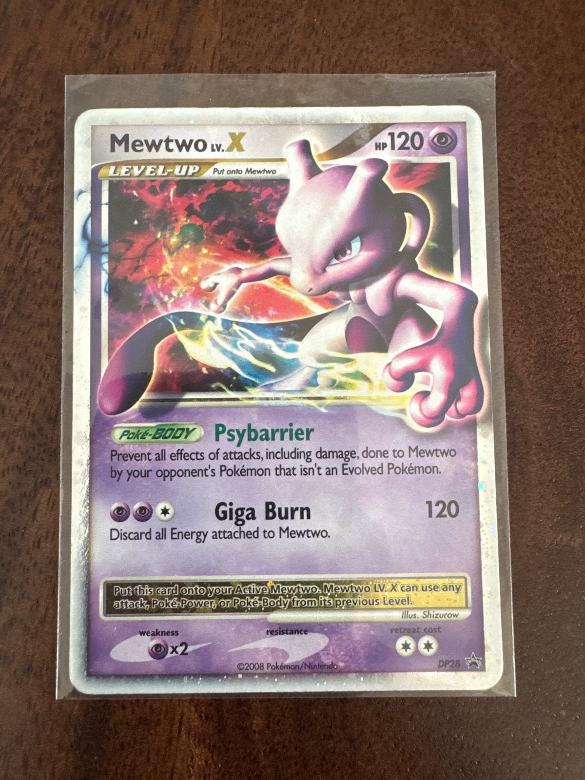 Mewtwo Lv.X DP28 Pokémon Kaart, Hobby en Vrije tijd, Ophalen of Verzenden, Zo goed als nieuw, Losse kaart, Foil