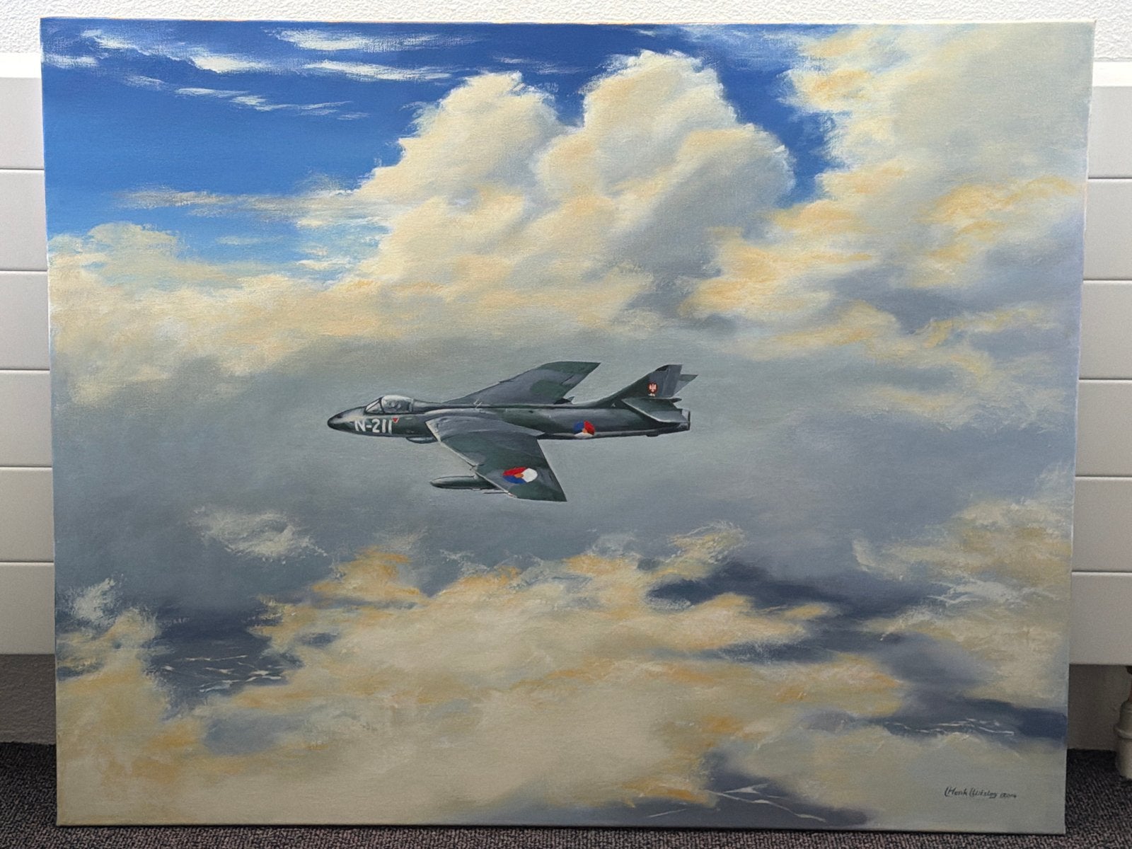 Olieverfschilderij KLU Hawker Hunter door Henk Uitslag, Ophalen