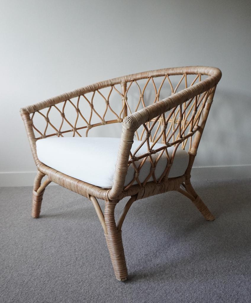 IKEA Stockholm rotan fauteuil groot  1e editie 2017, Ophalen, Zo goed als nieuw, 50 tot 75 cm, Riet of Rotan