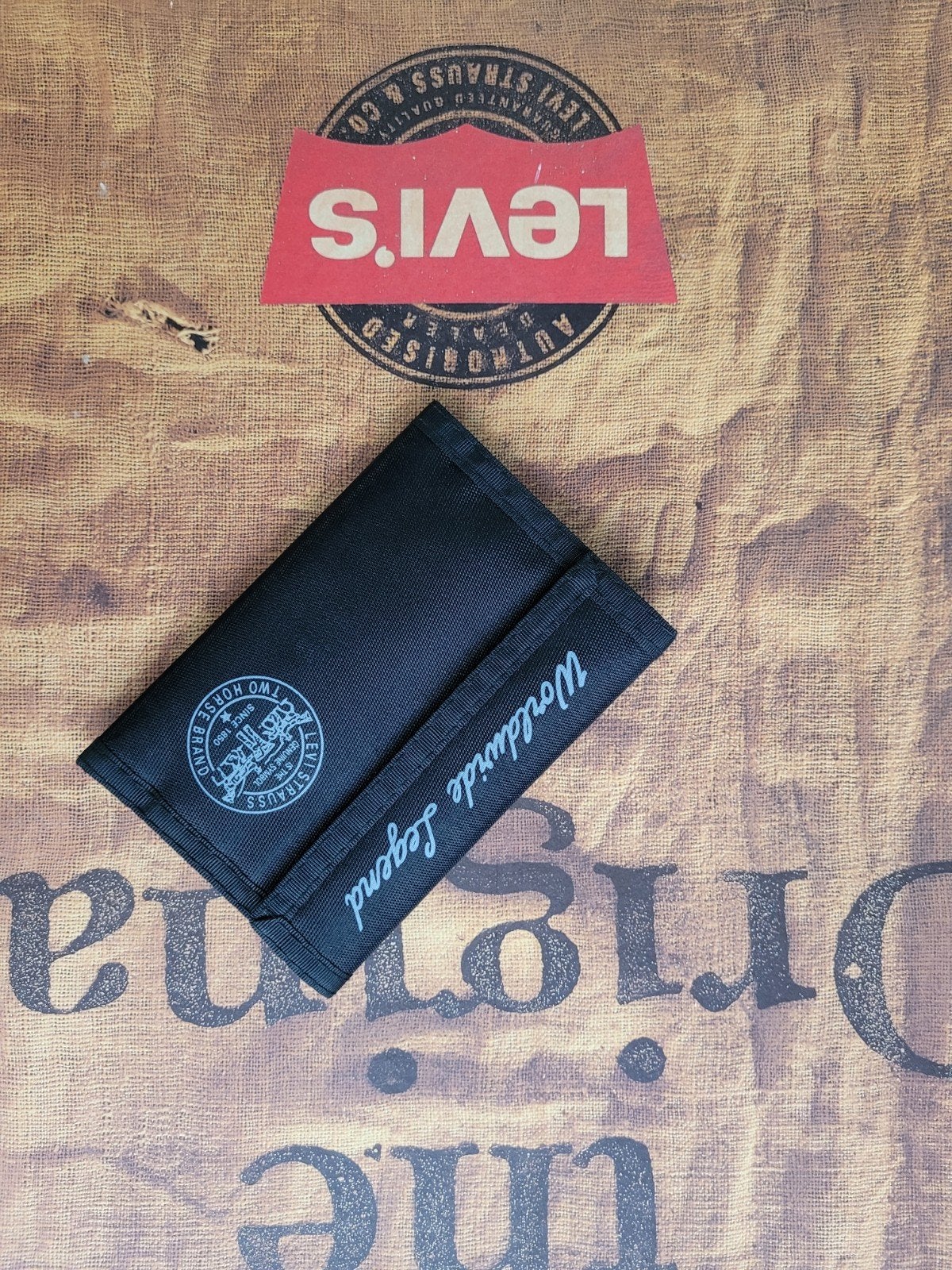 Vintage Levi's Polyester Klittenband Portemonnee Nieuwstaat, Ophalen of Verzenden, Nieuw, Zwart, Overige merken
