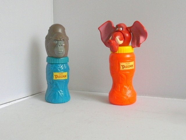 McDonalds 2005 # drinkbekers uit de serie Tarzan, Verzamelen, Disney, Ophalen of Verzenden, Leeuwenkoning of Jungle Boek, Zo goed als nieuw