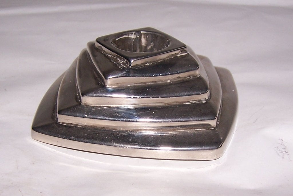 Zilveren kandelaar. Pyramidevorm., Ophalen of Verzenden, Zilver