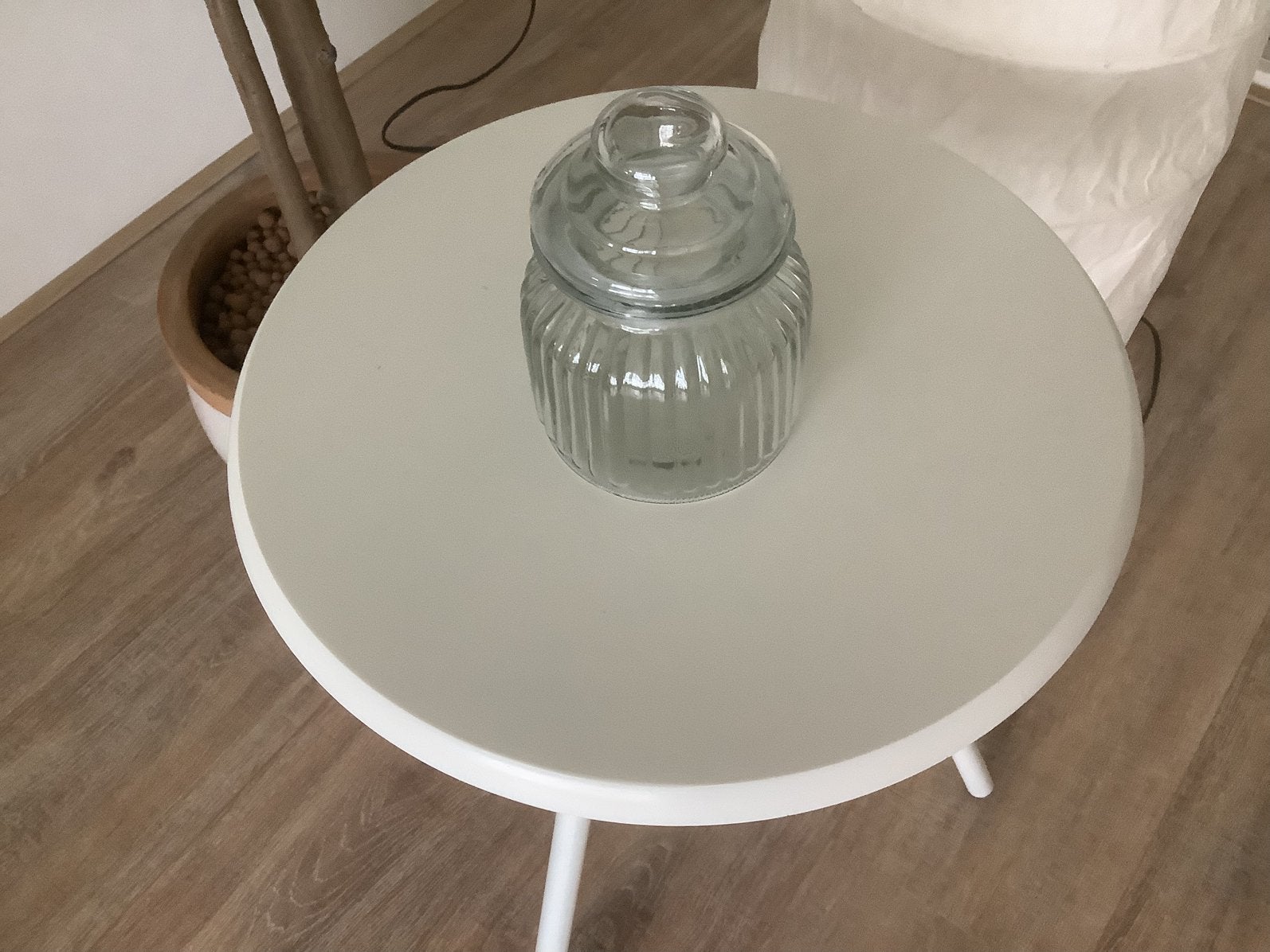 Vintage snoeppot, glas, deksel met plastic afsluitring, Ophalen of Verzenden, Zo goed als nieuw