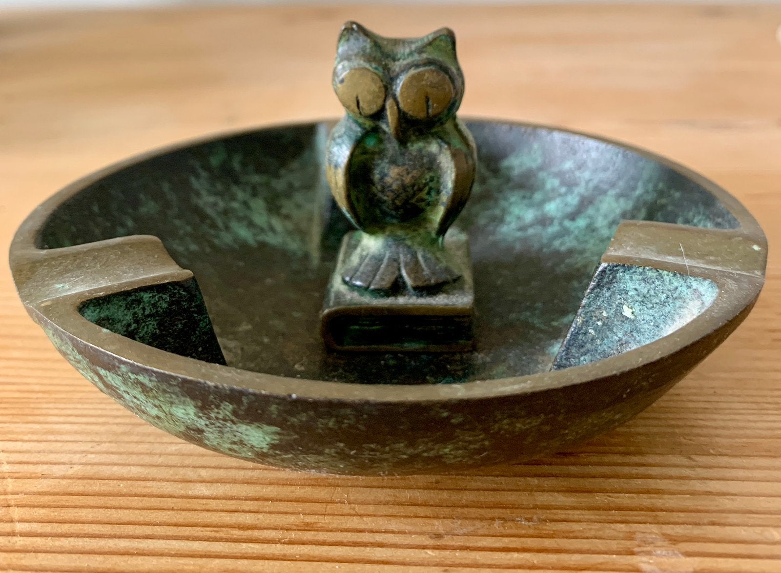 Bronzen asbak met uil-figuur, Ophalen of Verzenden, Brons