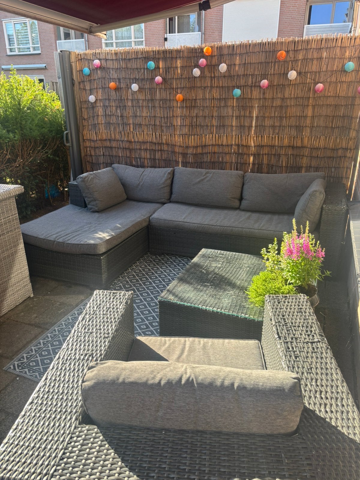 Loungeset / tuinset antraciet, Ophalen, 5 zitplaatsen, Kunststof, Gebruikt