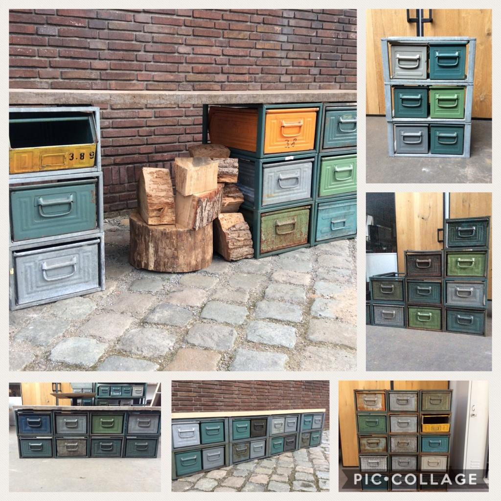 Modulaire KASTEN TV-kast Fabriekskast Dressoir Kast SALE, Nieuw, Ophalen of Verzenden, Minder dan 100 cm, Metaal