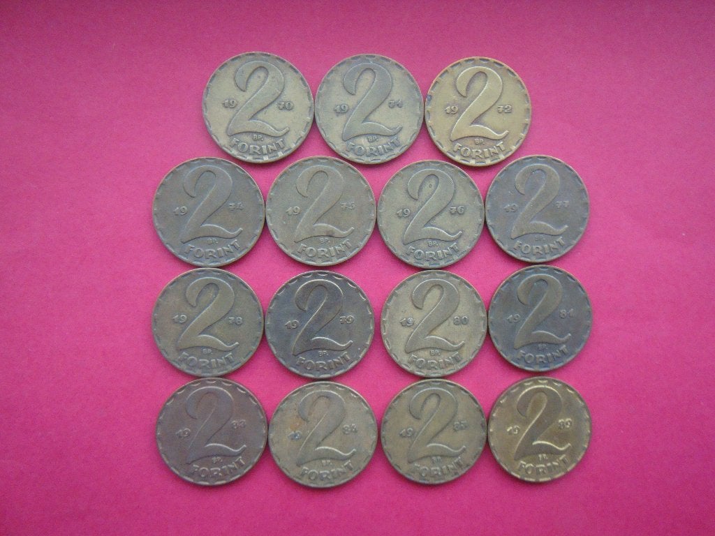 Hongarije setje munten 2 Forint 1970 / 1989., Verzenden, Hongarije, Setje