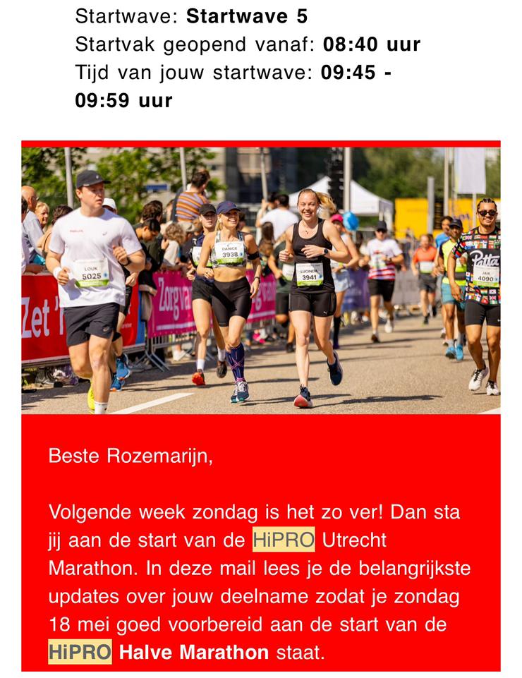 Ticket Hipro halve marathon Utrecht 31 mei, Tickets en Kaartjes, Concerten | Pop, Eén persoon, Mei