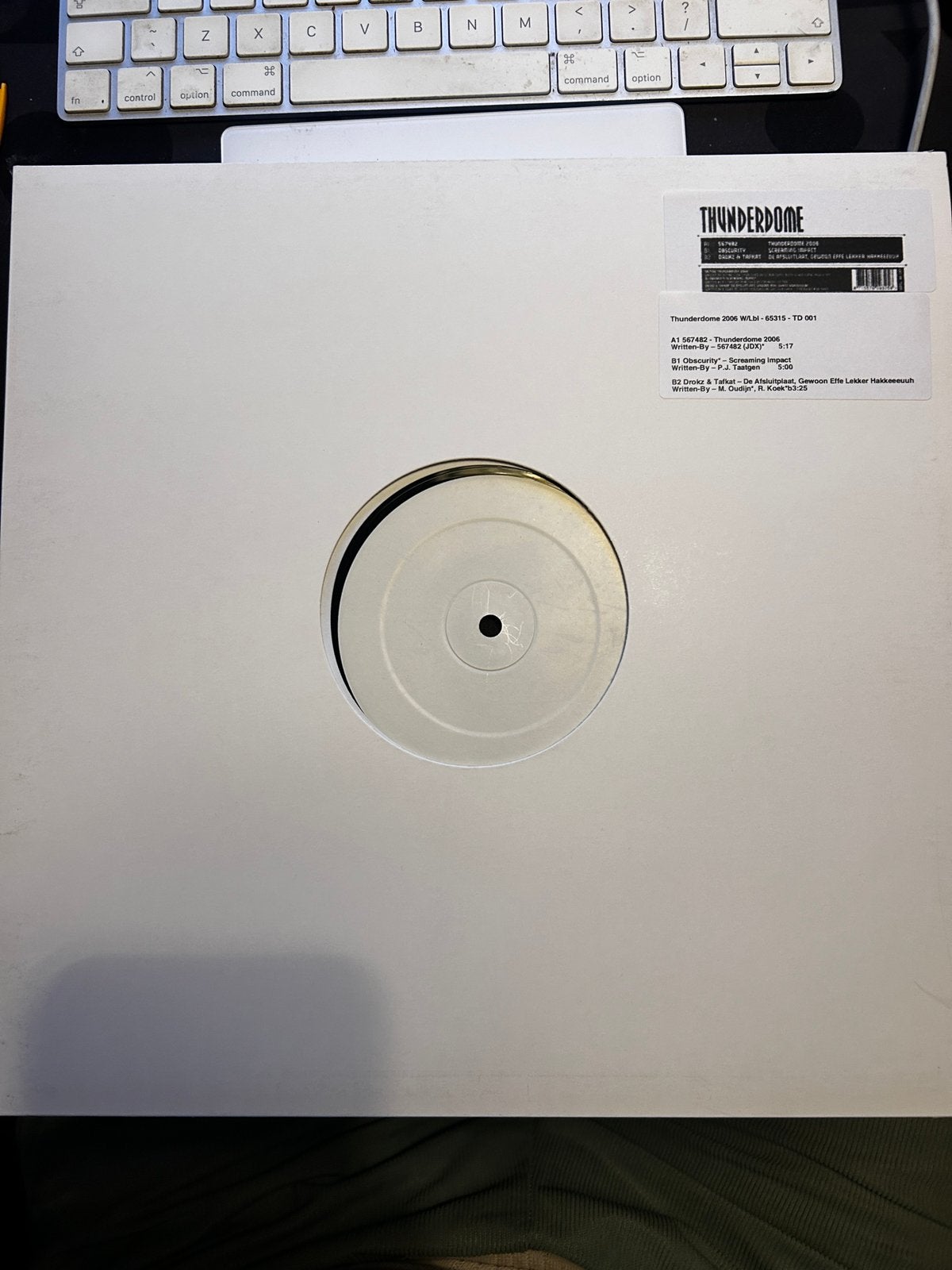 Zeldzame rare Thunderdome 2006 white label hardcore gabber, Ophalen of Verzenden, Zo goed als nieuw, 12 inch
