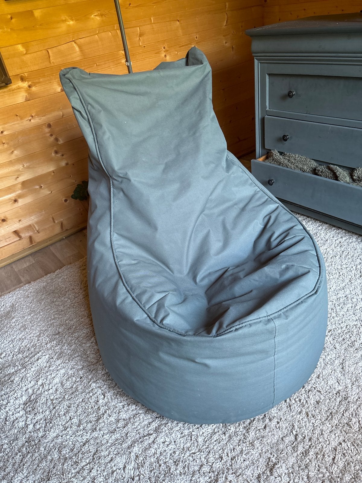 Grijs/groen zitzak van Label - Comfortabel en stijlvol, Huis en Inrichting, Ophalen, Gebruikt, Groen, Zitzak