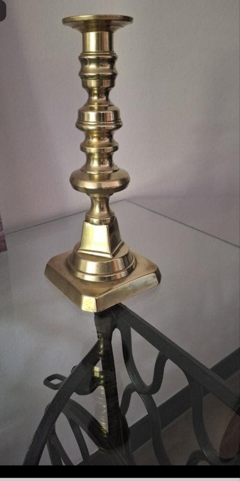 Prachtige grote Engelse koperen kandelaar met pin, Antiek en Kunst, Ophalen of Verzenden, Koper of Brons