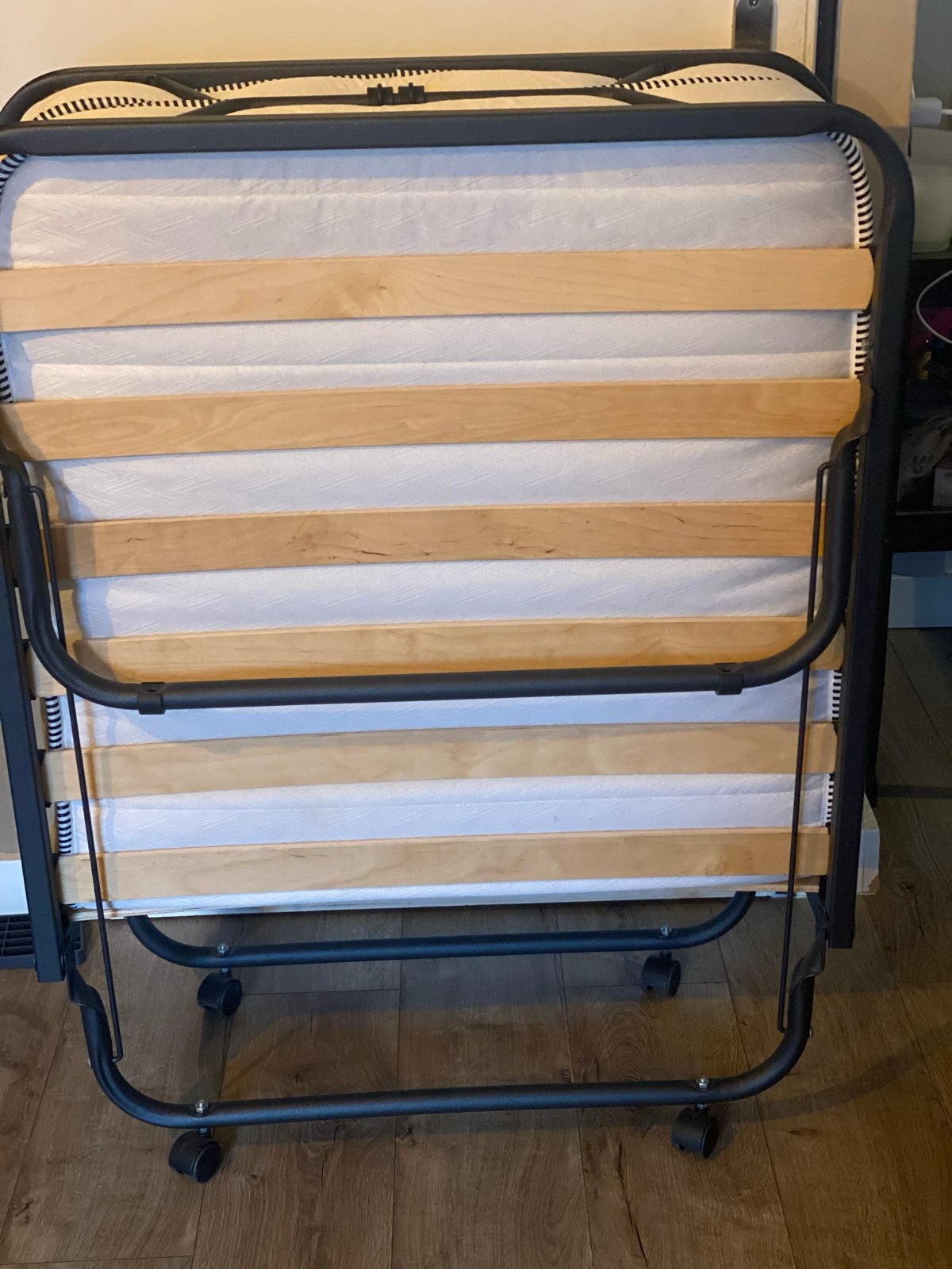Klapbed 90x180/200 - Zo goed als nieuw, Huis en Inrichting, Ophalen, 90 cm, Eenpersoons, Zwart