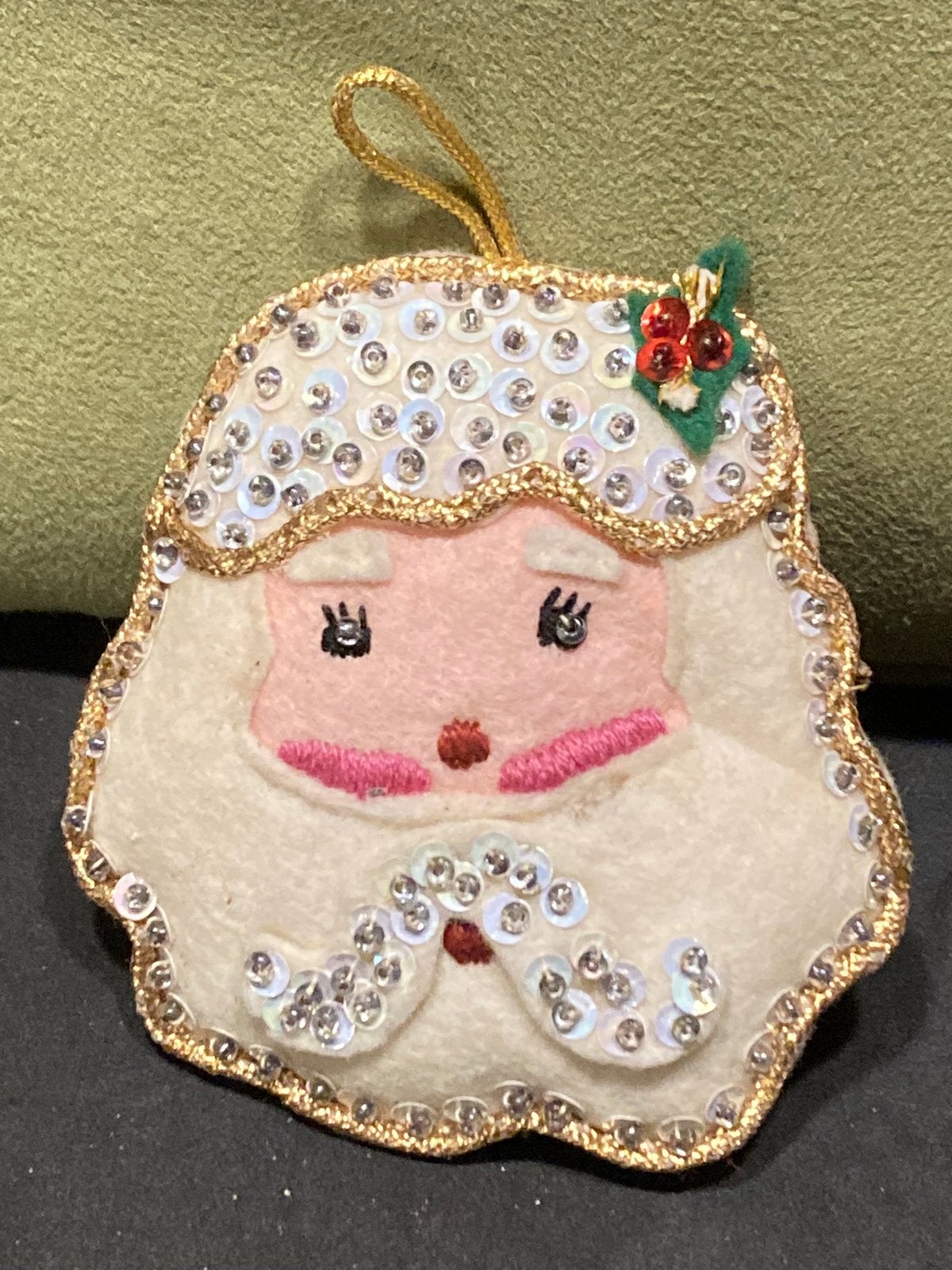 Vintage vilten kerstdecoratie, kerstman (071223), Ophalen of Verzenden, Gebruikt