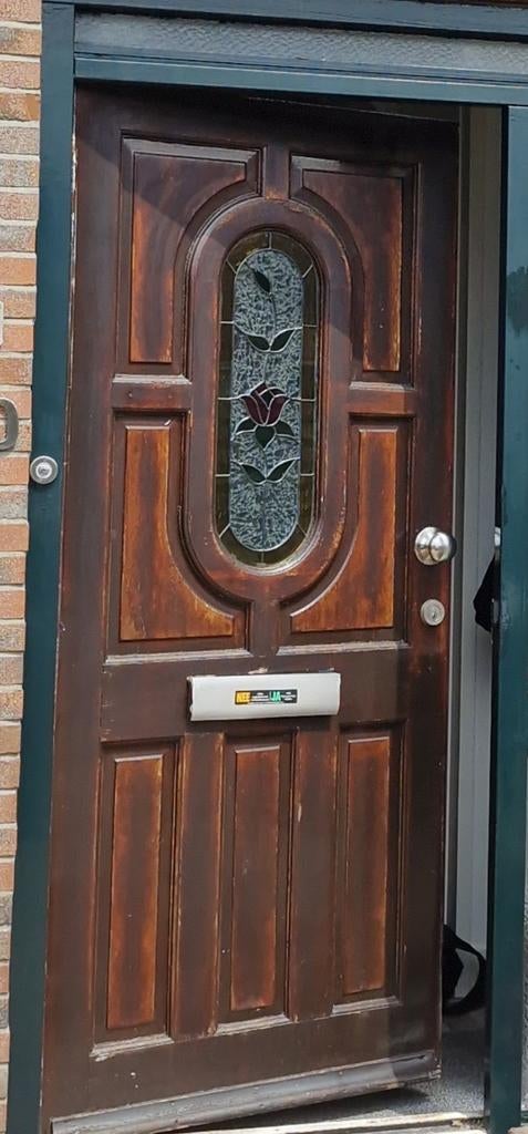 Voordeur hout met glas in lood, Ophalen