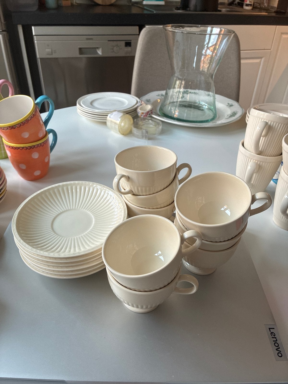 Wedgwood Queen's Ware Edme Kop en Schotel Set, Klassiek, Ophalen of Verzenden, Zo goed als nieuw, Kop(pen) en/of Schotel(s)
