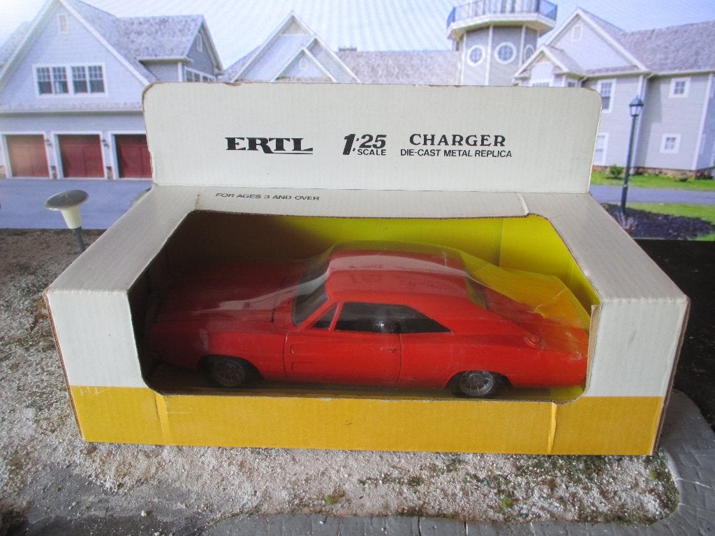 1/25 1969 Dodge Charger - ERTL met Bull bar / Push bar, Ophalen of Verzenden, Zo goed als nieuw