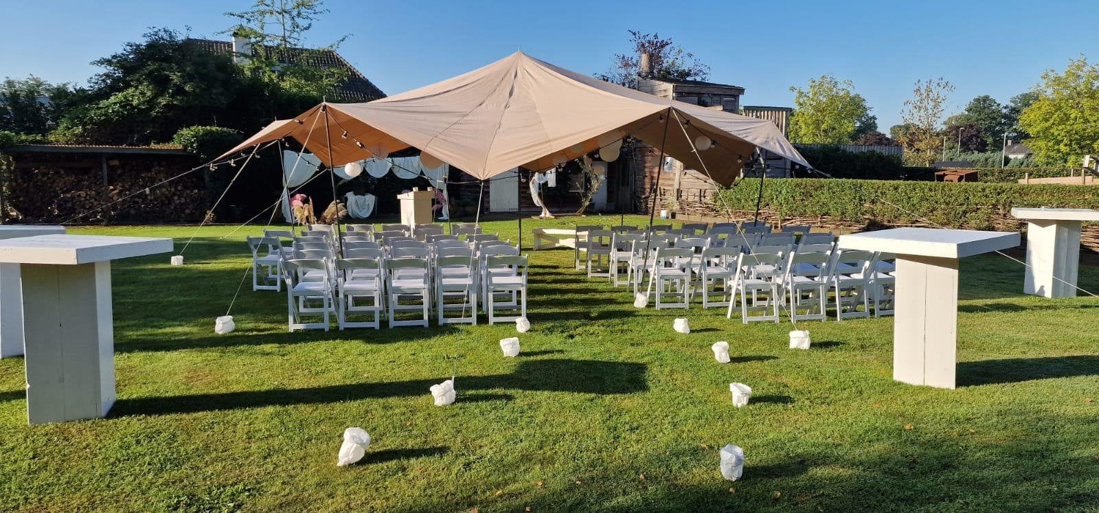 Partytent, Bruiloftstent, stretchtent, Tuintent huur 350,-, Ophalen