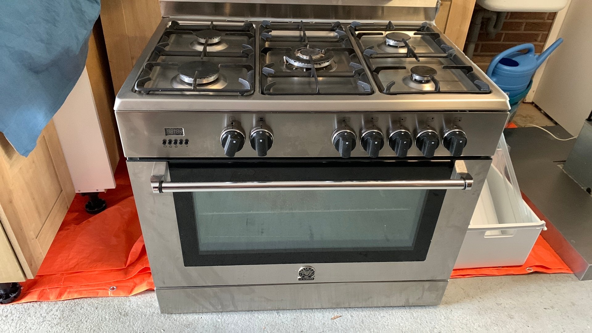 La Germania fornuis met oven 90cm breed, Ophalen, Gebruikt, 60 cm of meer, Gas