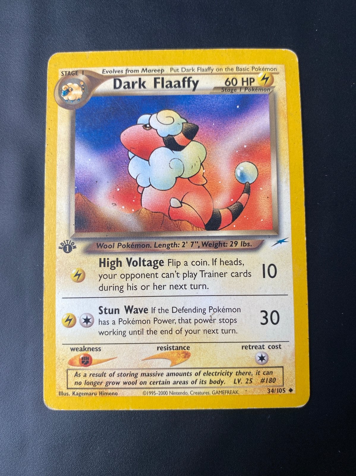 (First Edition) Dark Flaaffy Pokémon kaart (Neo Destiny), Ophalen of Verzenden, Gebruikt, Losse kaart