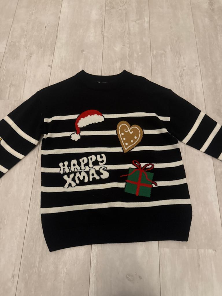 H&M Happy Xmas Kersttrui - Maat 158/164, Ophalen of Verzenden, Zo goed als nieuw, Maat 34 (XS) of kleiner, Zwart