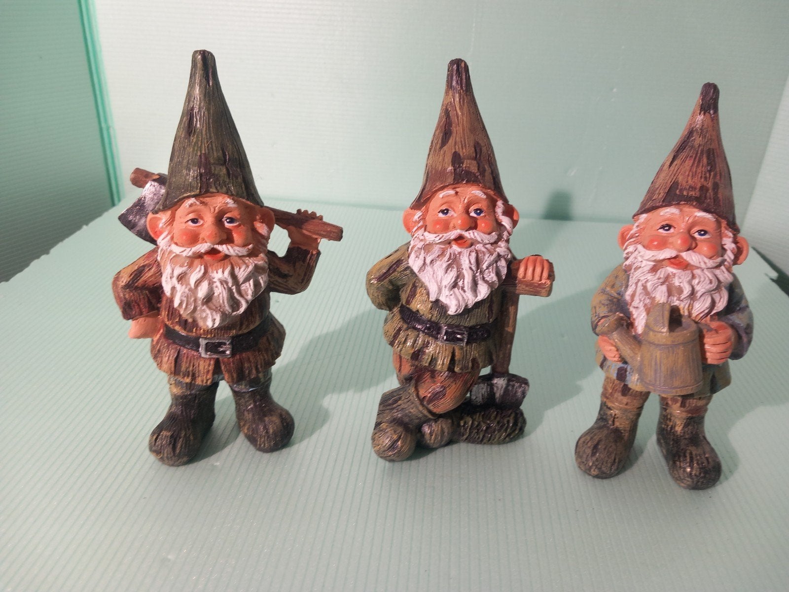 Set van 3 tuinkabouters - decoratieve beeldjes, Meerkleurig, Overige materialen, Overige stijlen, Ophalen of Verzenden
