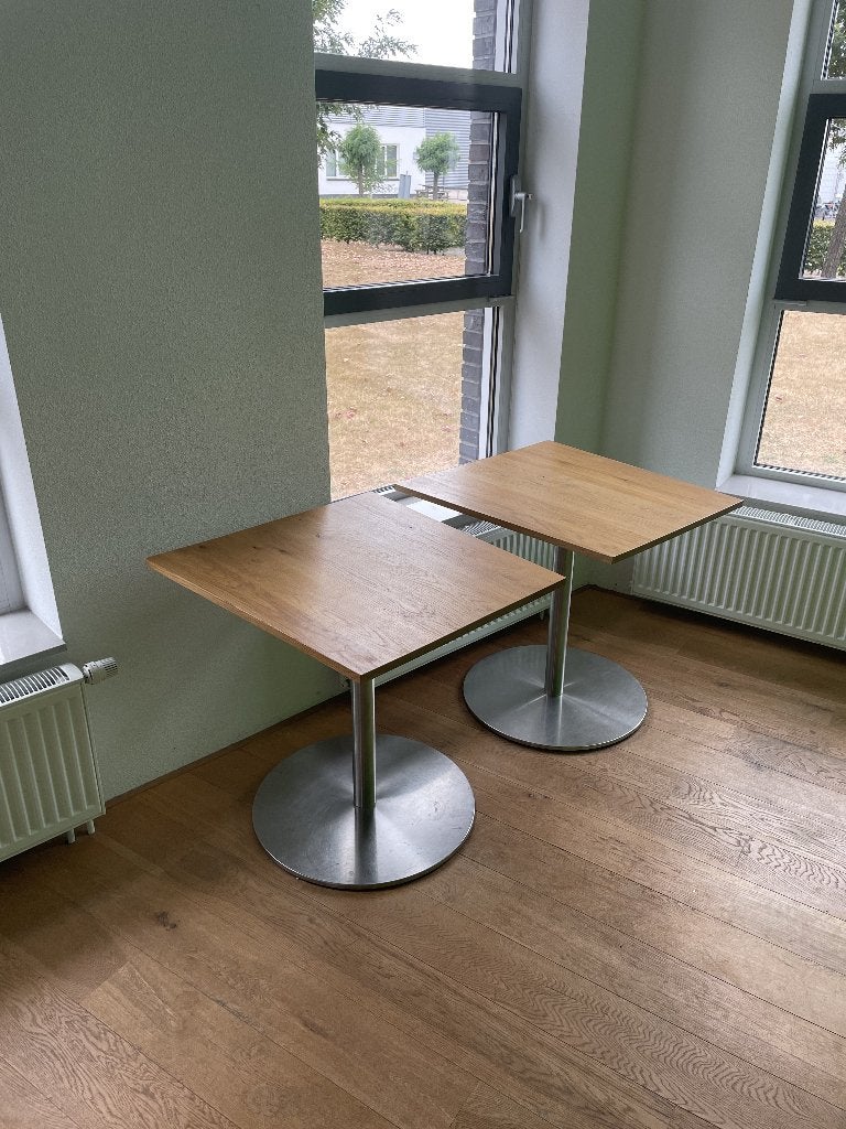 2  kantine-/bistrotafels, Ophalen, 50 tot 100 cm, Eikenhout, Tot twee personen