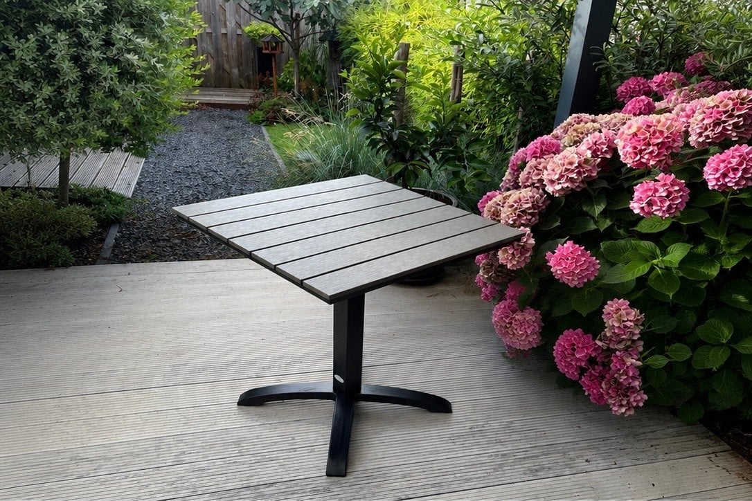 Bistrotafel / tuintafel B70xL70 grijs - zgan, Tuin en Terras, Ophalen, Zo goed als nieuw, Vierkant, Metaal