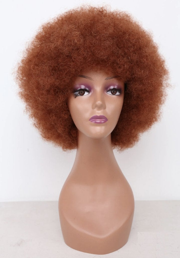 Bruine Rode Afro Pruik Krullen Haren Haar Dames Vrouwen, Verzenden, Nieuw, Pruik of Haarverlenging
