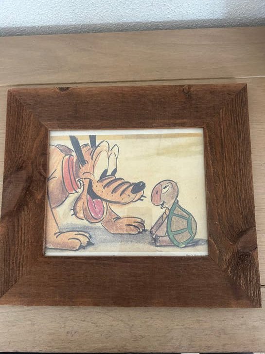 Vintage disney  Pluto 1947, Ophalen of Verzenden, Zo goed als nieuw, Minder dan 50 cm, Schilderij