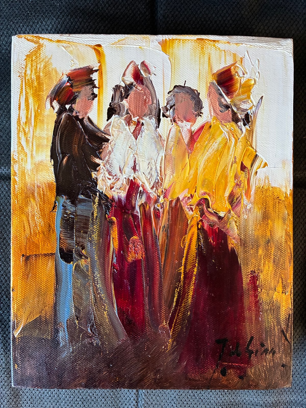 Jochem de Graaf (1954) Figuratief Schilderij Vier Dames, Figuren, Handgeschilderd, Ophalen of Verzenden, Olieverf