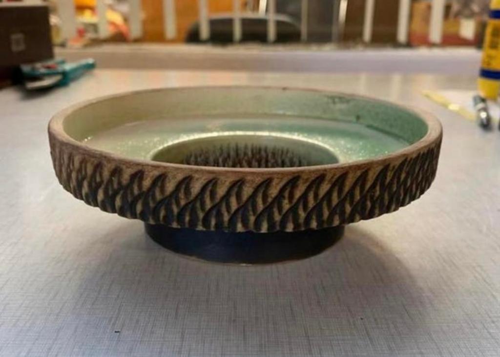 Bloempot vintage Japanse potje met bloemen steker jaren 60, Ophalen of Verzenden