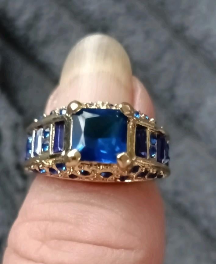 Ring saffier maat 17, Verzenden, Nieuw, Goud