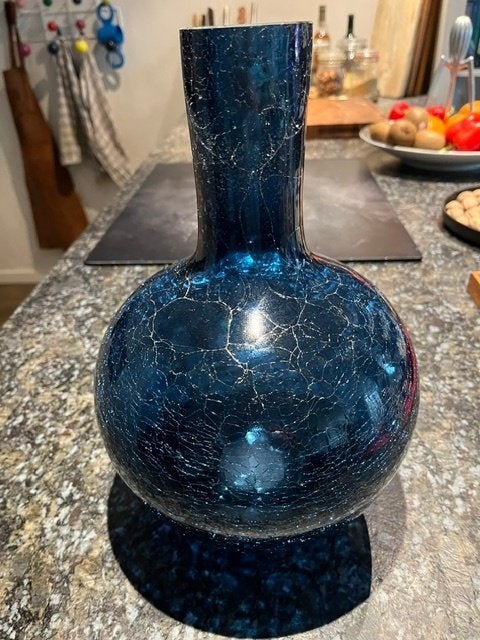 `mooie design Pols Potten craquelé vaas blauw, Ophalen, 50 tot 75 cm, Blauw, Glas
