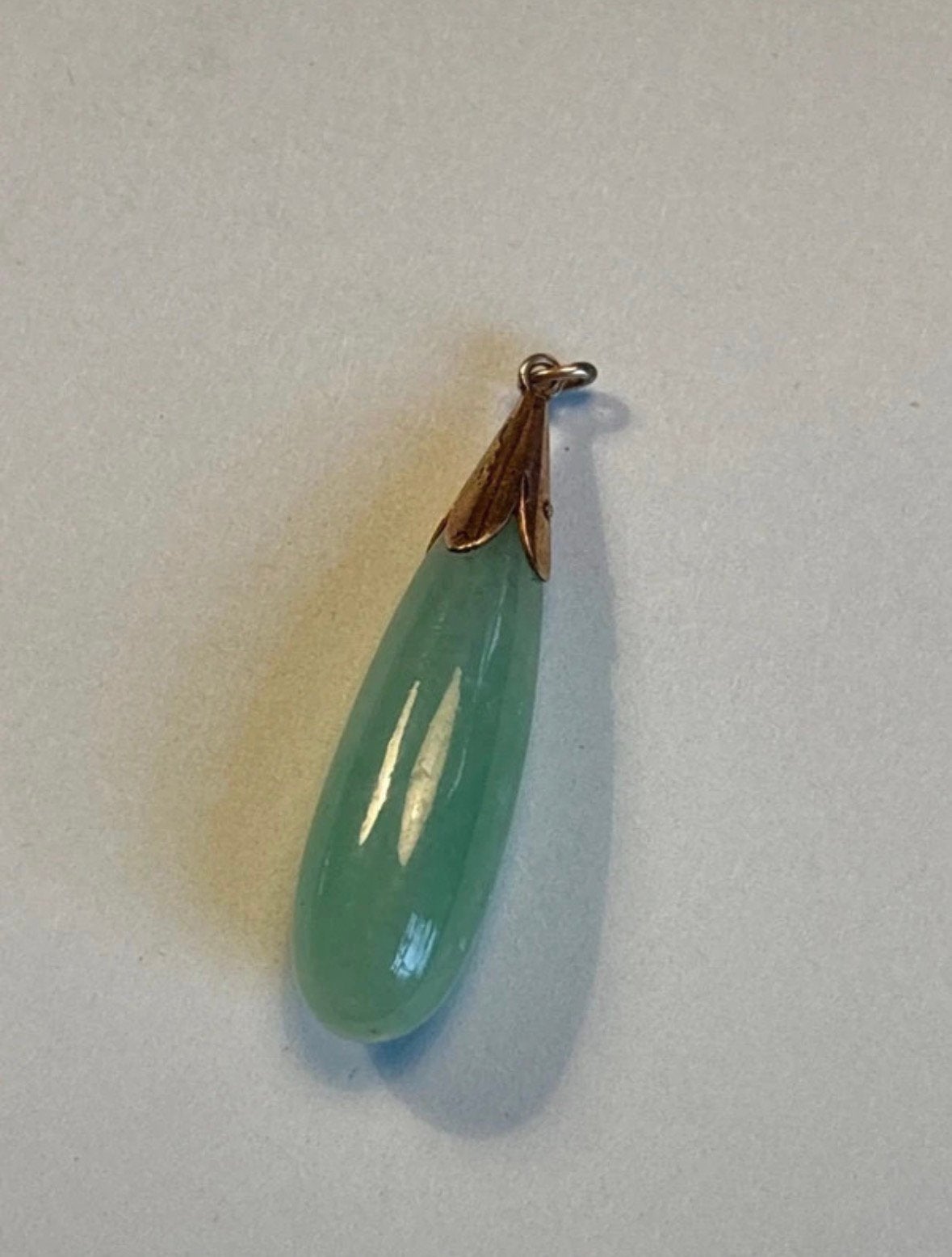 Vintage 9 karaat geelgouden hanger met jade, Verzenden, Zo goed als nieuw, Met edelsteen, Groen