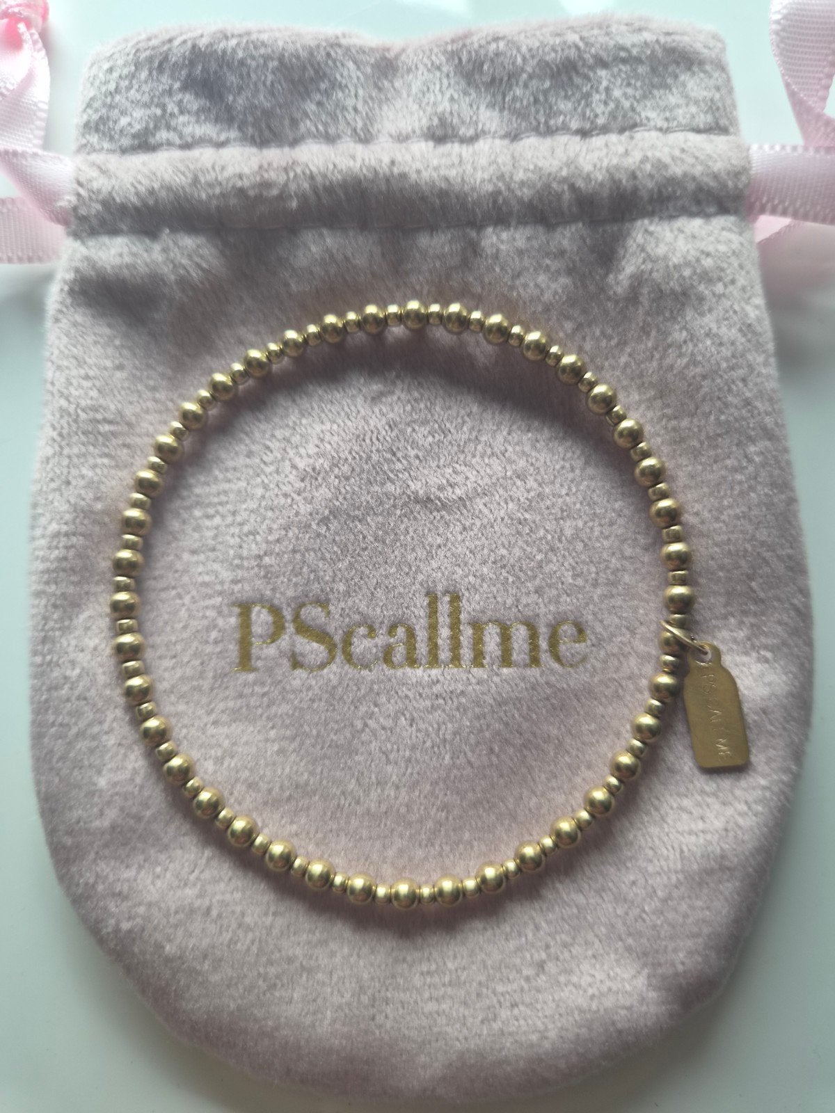 Pscallme armband Gold coloured 2 mm, Ophalen of Verzenden, Zo goed als nieuw, Goud, Overige materialen
