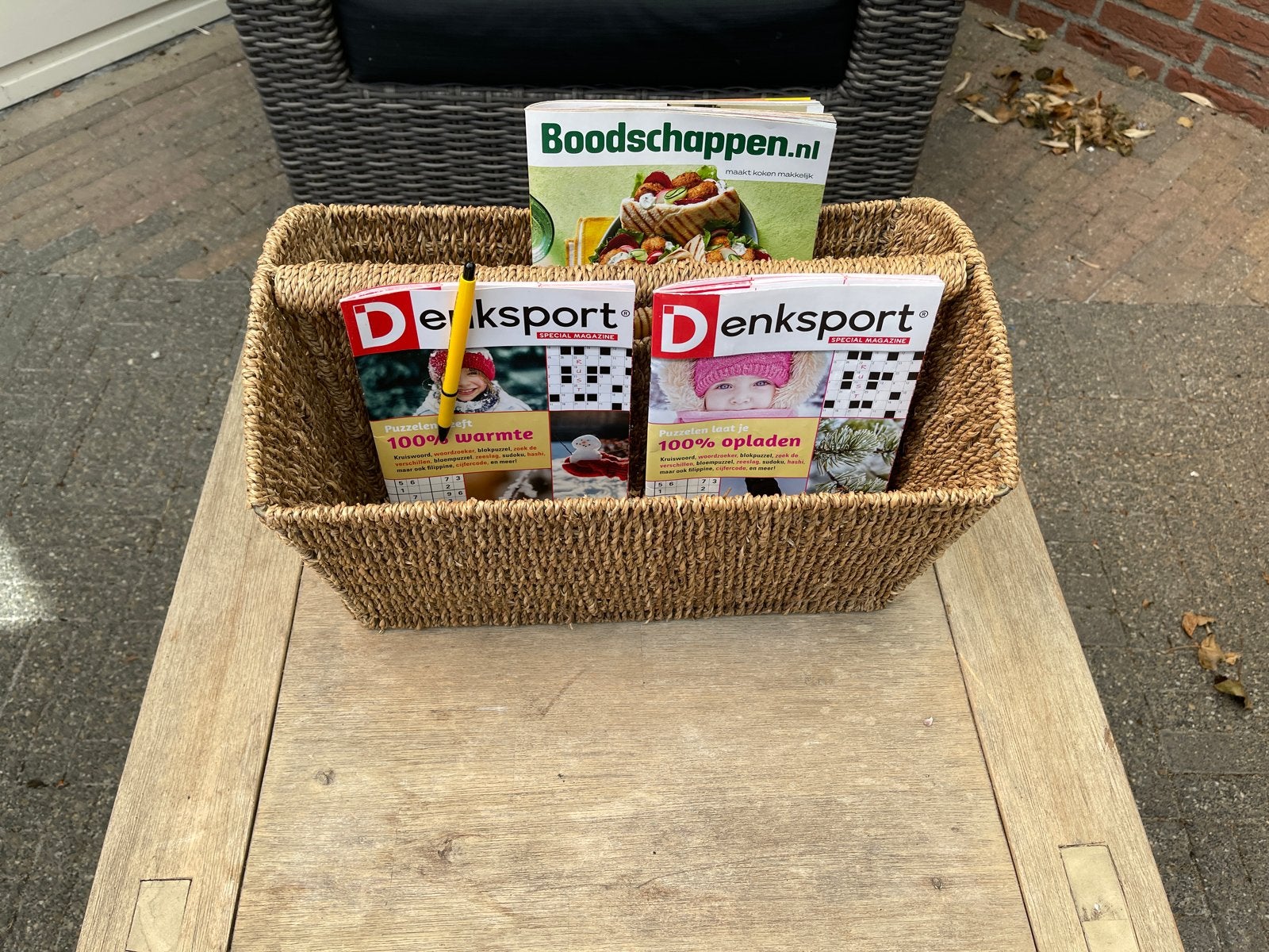 Lectuurbak / Tijdschriftenmand - Zo goed als nieuw, Ophalen, Meerdere vakken, Natuurlijk materiaal, Lectuurbak