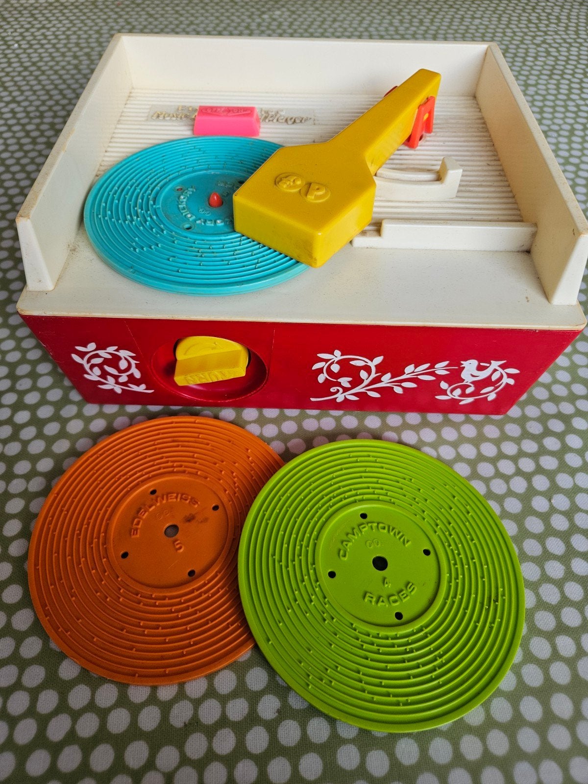 Vintage Fisher-Price platenspeler met 3 platen, Verzamelen, Speelgoed, Ophalen of Verzenden, Gebruikt