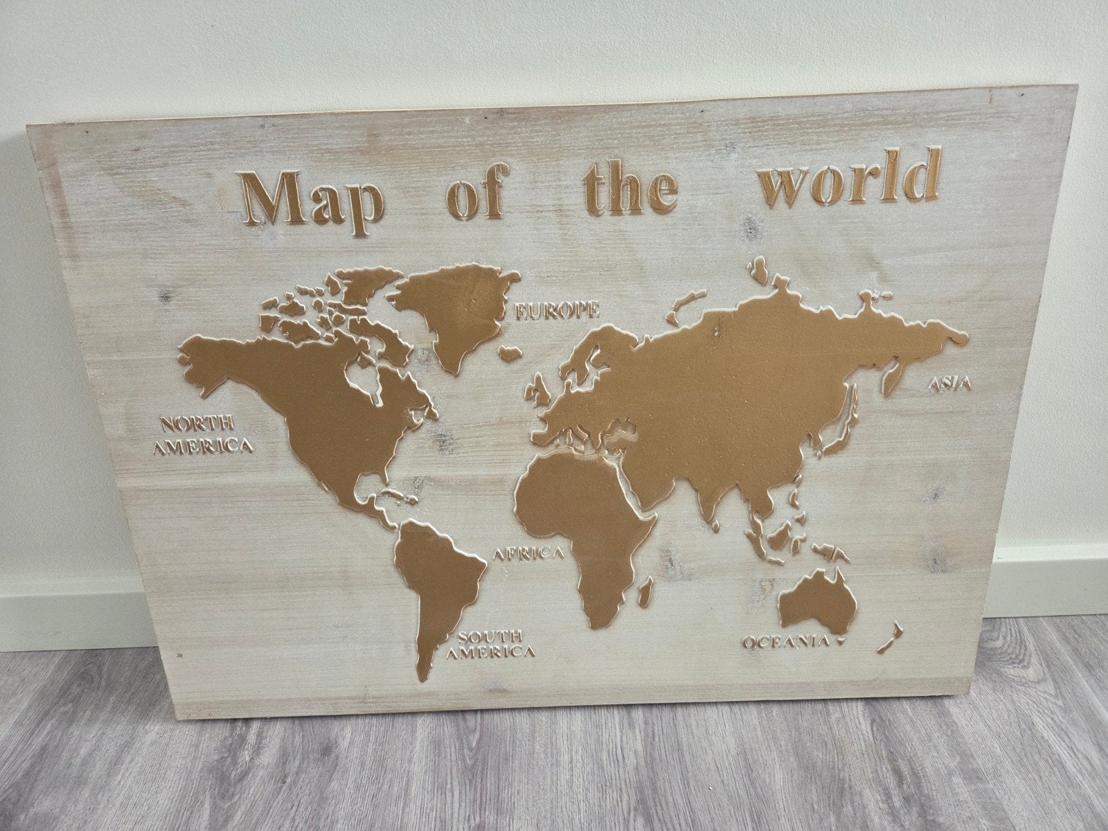 Houten Wereldkaart Wanddecoratie - Vintage Stijl, Ophalen, Hout, Zo goed als nieuw, Wandbord of Wandpaneel