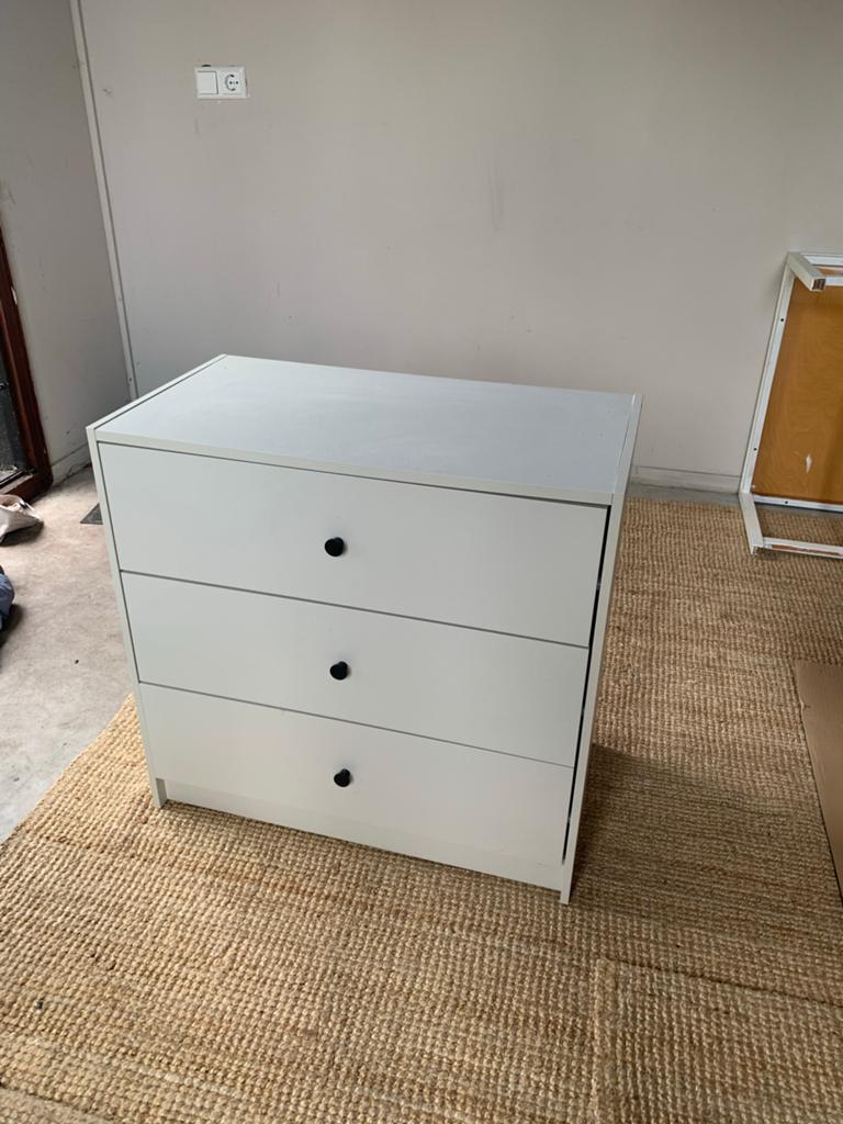 Witte ladekast met 3 laden - Zo goed als nieuw ikea gursken, Ophalen, Overige materialen, 50 tot 100 cm, Zo goed als nieuw