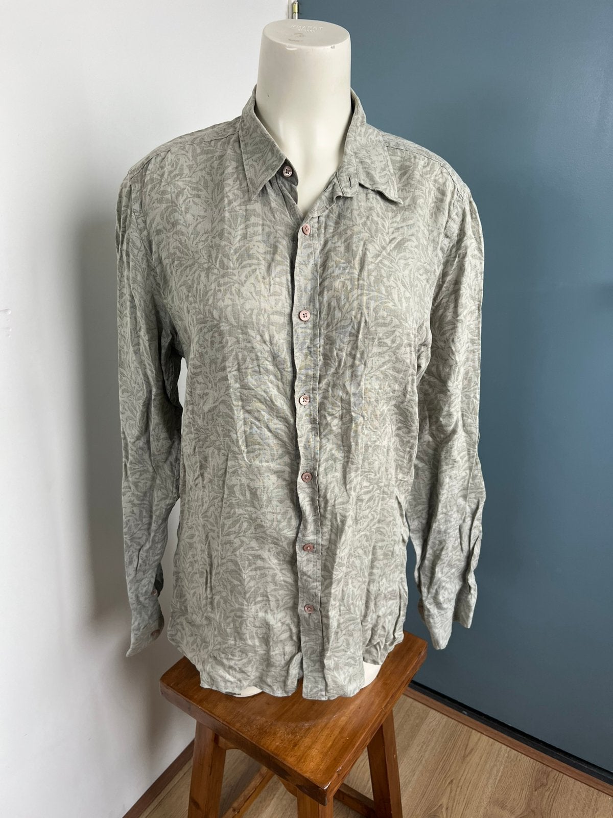 Ted baker grijs linnen blouse 4 bladeren motief, Maat 38/40 (M), Ophalen of Verzenden, Zo goed als nieuw, X