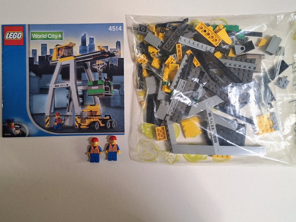 Lego World City 4514 Kraan en Vrachtwagen met Minifiguren, Kinderen en Baby's, Lego, Ophalen of Verzenden, Inclusief instructies