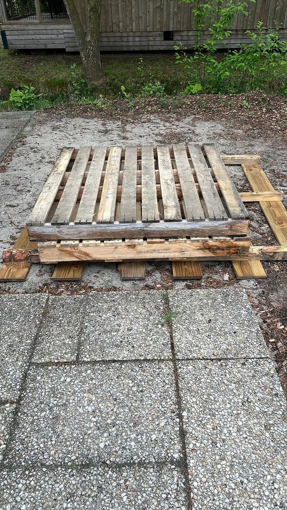 3 houten pallets, gratis ophalen, Doe-het-zelf en Verbouw, Hout en Planken, Ophalen, Gebruikt, 50 mm of meer, Pallet