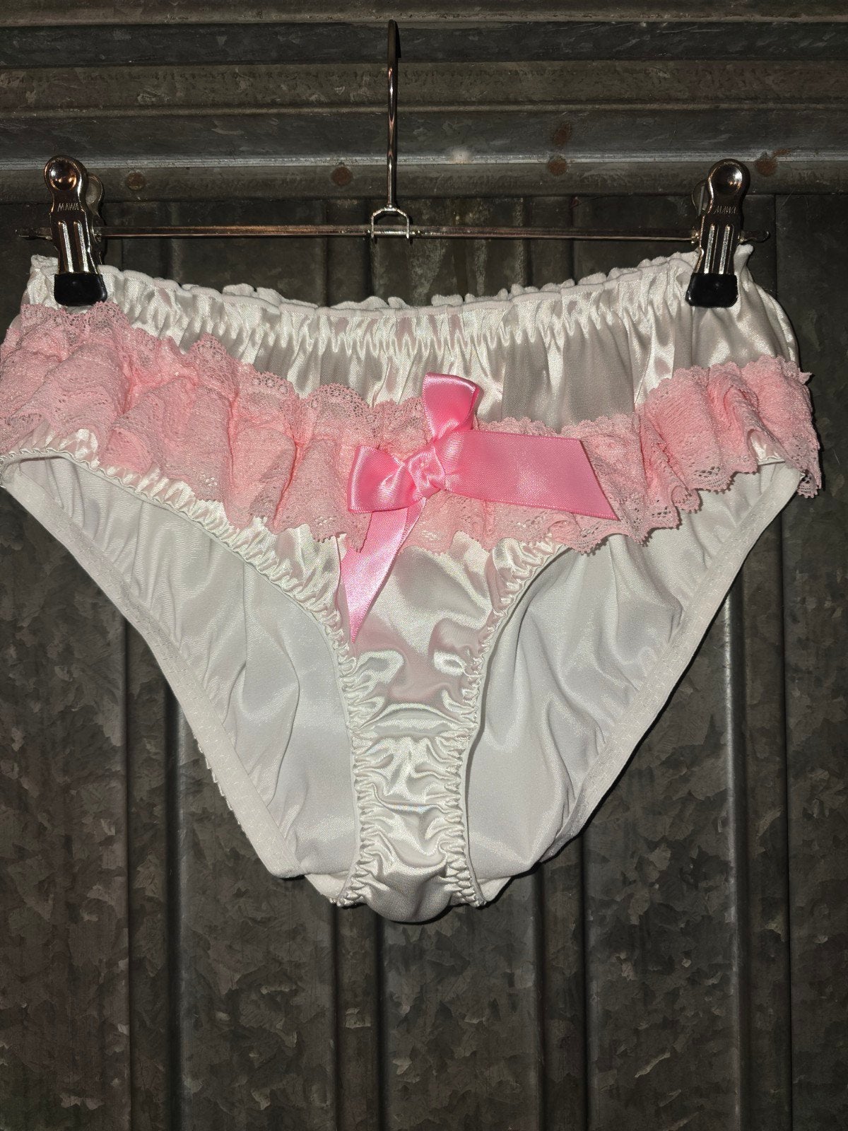 Schattig wit slipje met roze kant en strik, Verzenden, Wit, Slip