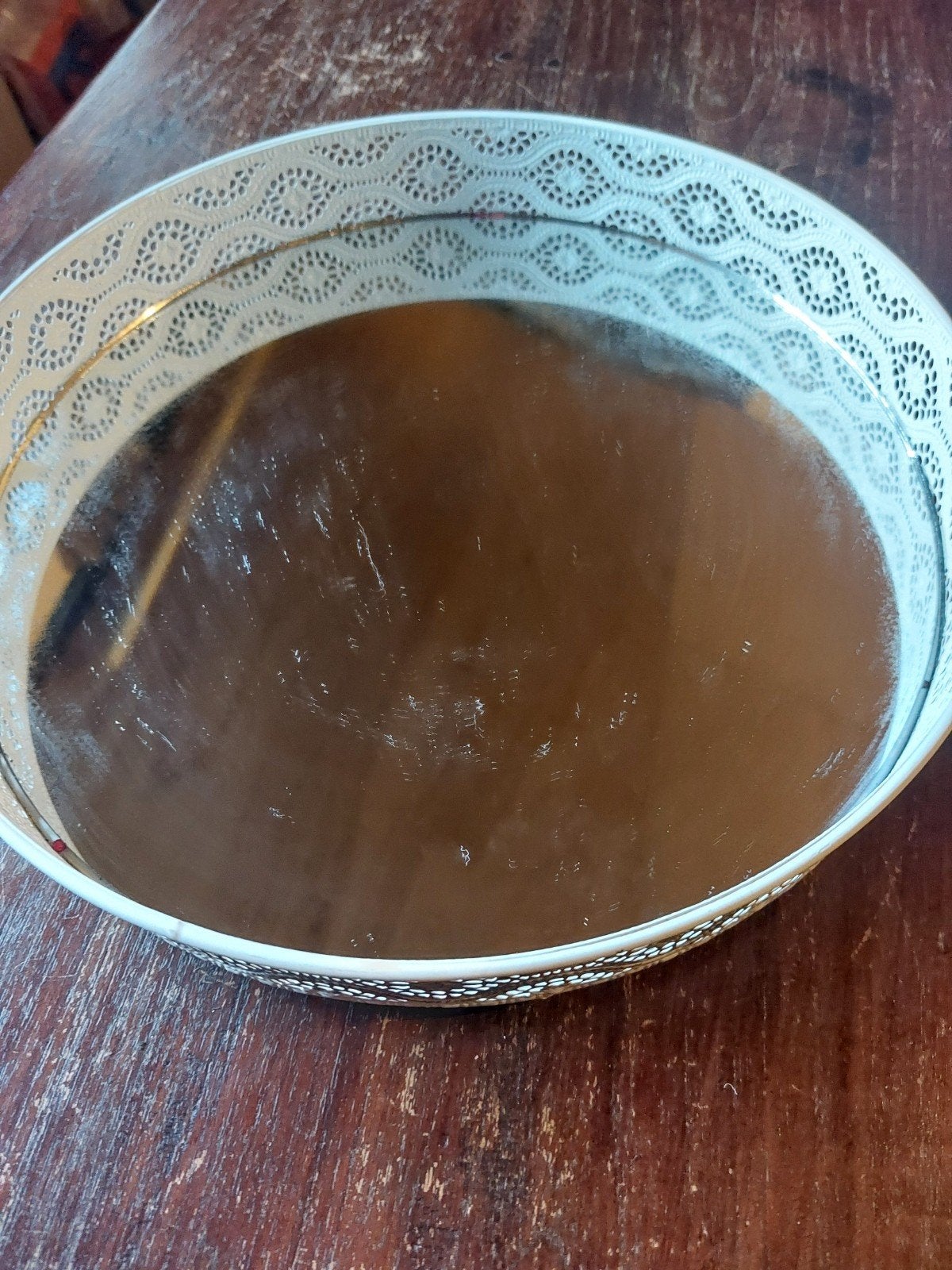 Wit dienblad met spiegel., Ophalen of Verzenden, Rechthoekig, Hout