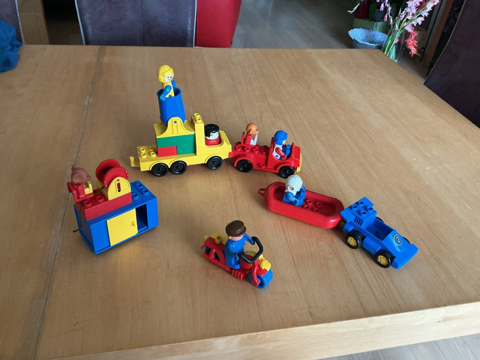 Vintage Abrick/Duplo speelgoed set met figuren en voertuigen, Ophalen of Verzenden, Gebruikt, Abrick